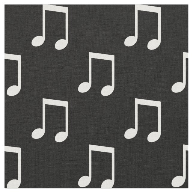 Musical Notes Black White Music Themed Fabric (Close Up)
