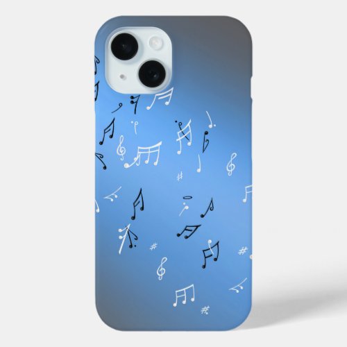 Musical Notes Blue Moon  iPhone 15 Case