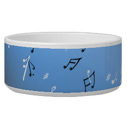 Musical Notes Blue Moon Ceramic Pet Bowl