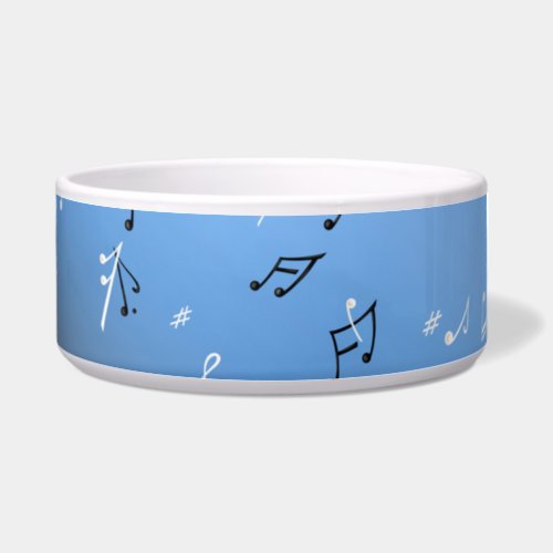 Musical Notes Blue Moon Ceramic Pet Bowl