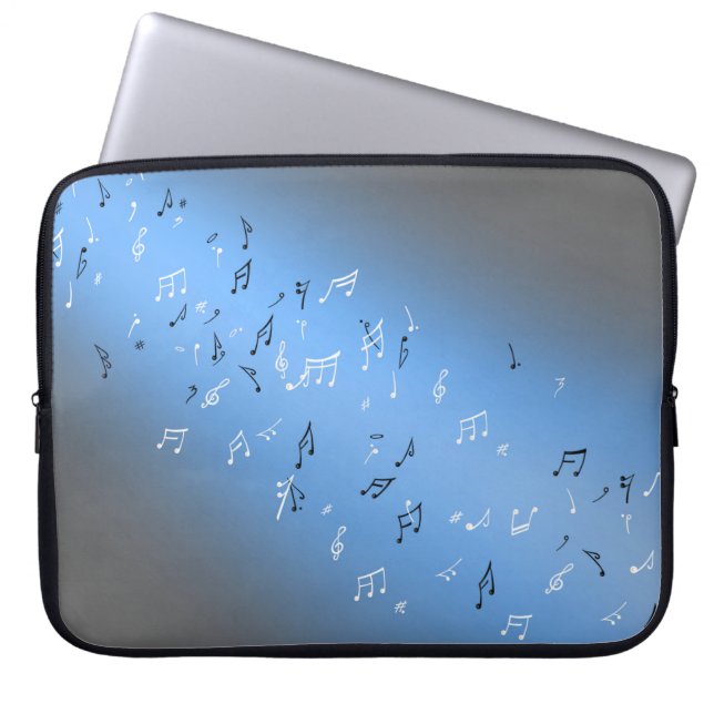 Musical Notes Blue Moon  Laptop Sleeve (Front)