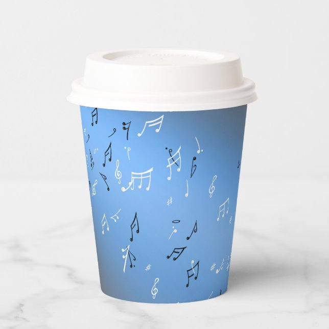 Musical Notes Blue Moon  Paper Cups (Left)
