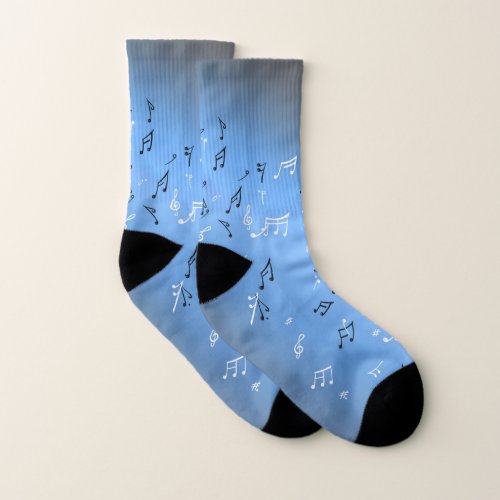 Musical Notes Blue Moon  Socks