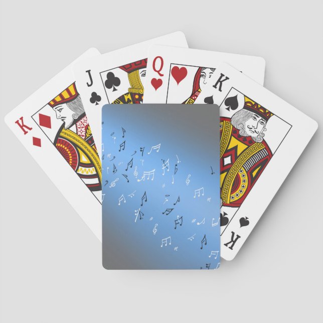 Musical Notes Blue Moonlight Playing Cards (Back)