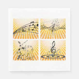 Musical Notes Burst Abstract Napkins