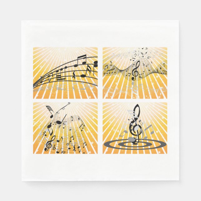 Musical Notes Burst Abstract Napkins (Front)