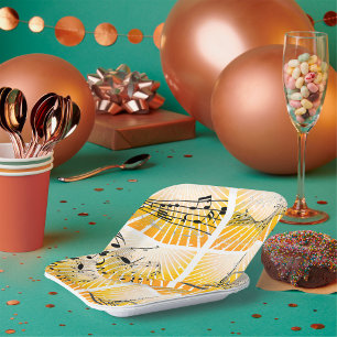 Musical Notes Burst Abstract Paper Plates