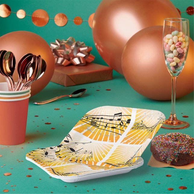 Musical Notes Burst Abstract Paper Plates (Creator Uploaded)