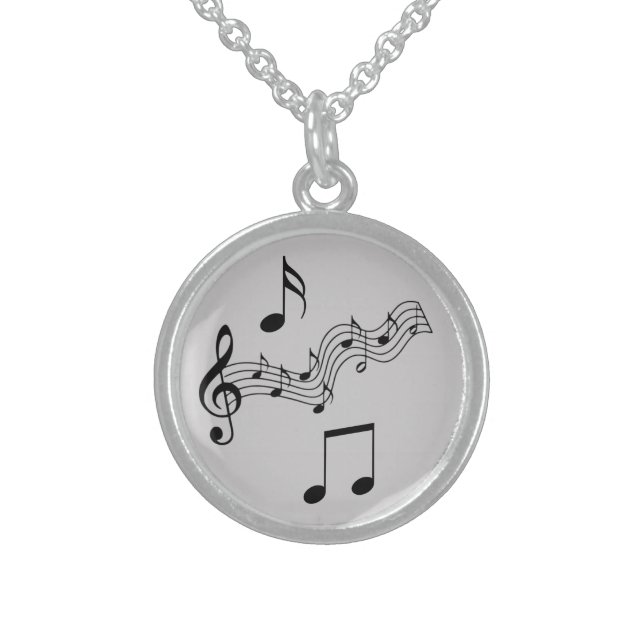 Musical Notes Charm Pendant Necklace (Front)