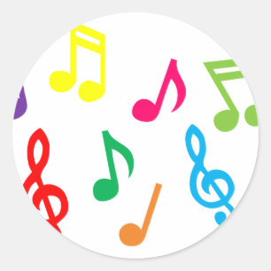 Musical notes classic round sticker