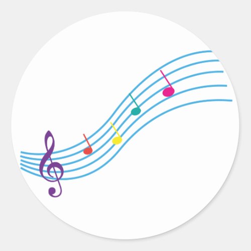 Musical notes classic round sticker