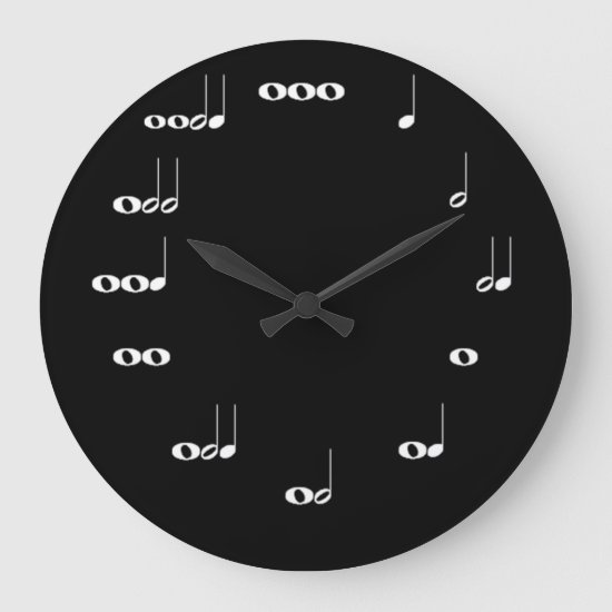 Musical Notes Clock Black
