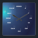 Musical Notes Clock Midnight Blue<br><div class="desc">Musical Notes Clock midnight Blue</div>