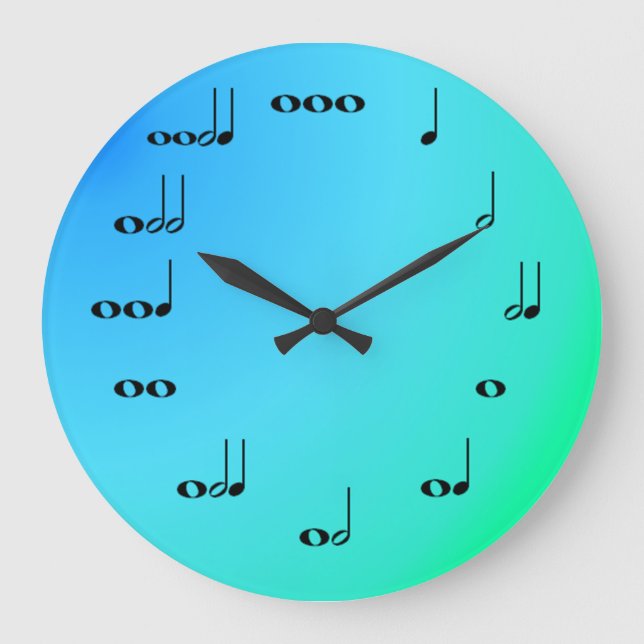Musical Notes Clock on Blue and green (Front)