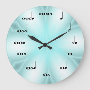 Musical Notes Clock on light Blue