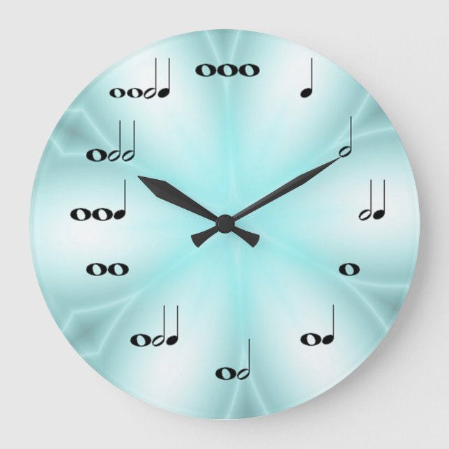 Musical Notes Clock on light Blue (Front)