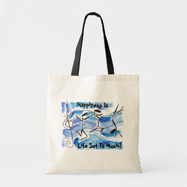 Musical Notes Come to Life Music Adds Joy to Life Tote Bag (Front)