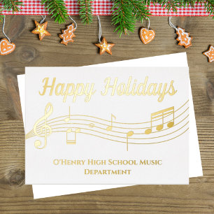 Musical Notes Custom Music Teacher Gold Foil Card