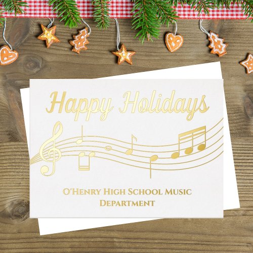 Musical Notes Custom Music Teacher Gold Foil Card