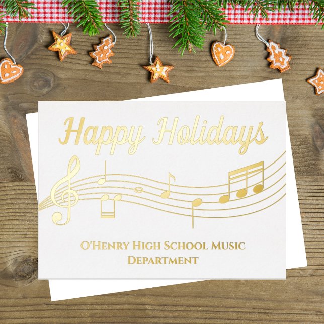 Musical Notes Custom Music Teacher Gold Foil Card (Creator Uploaded)