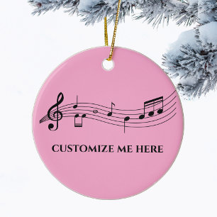 Musical Notes Custom Music Teacher Pink Christmas Ceramic Ornament