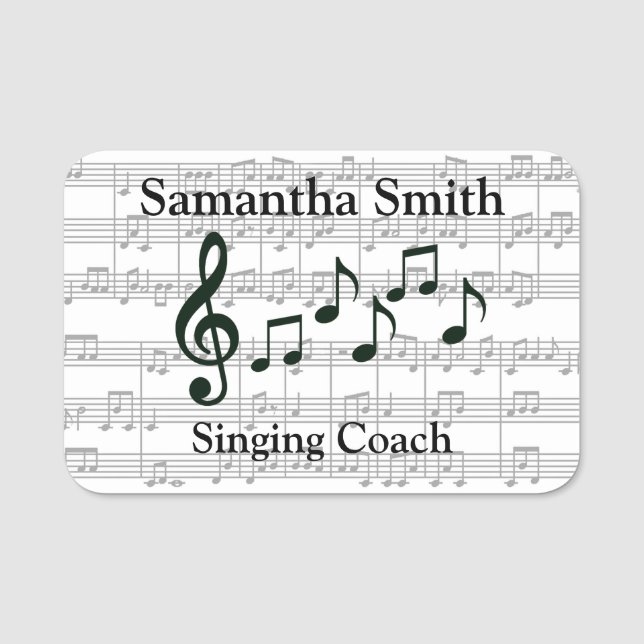 Musical Notes Design Name Tag (Front)