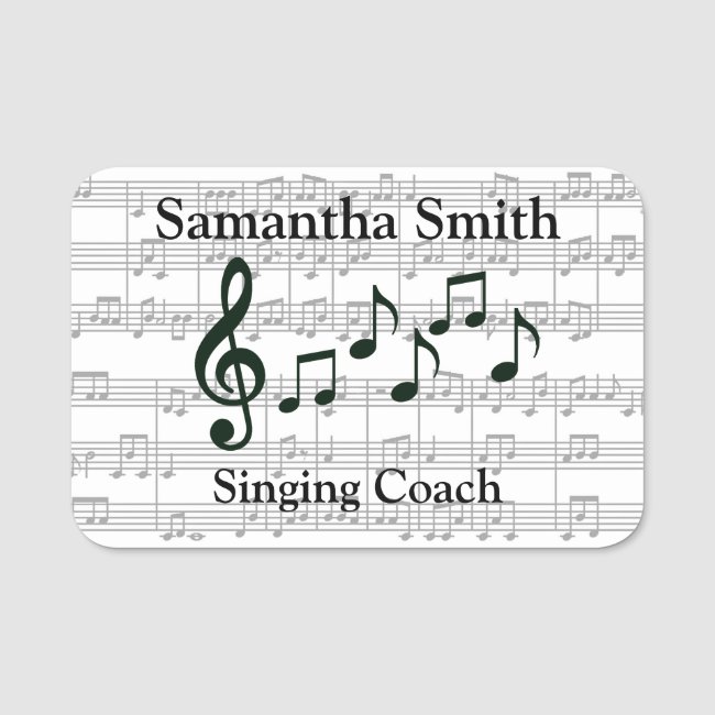 Musical Notes Design Name Tag