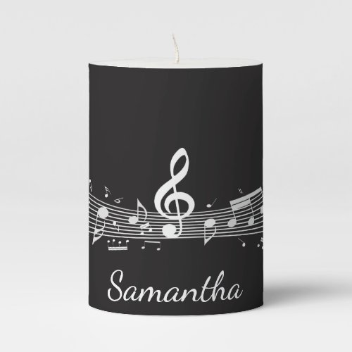 Musical Notes Design Pillar Candle