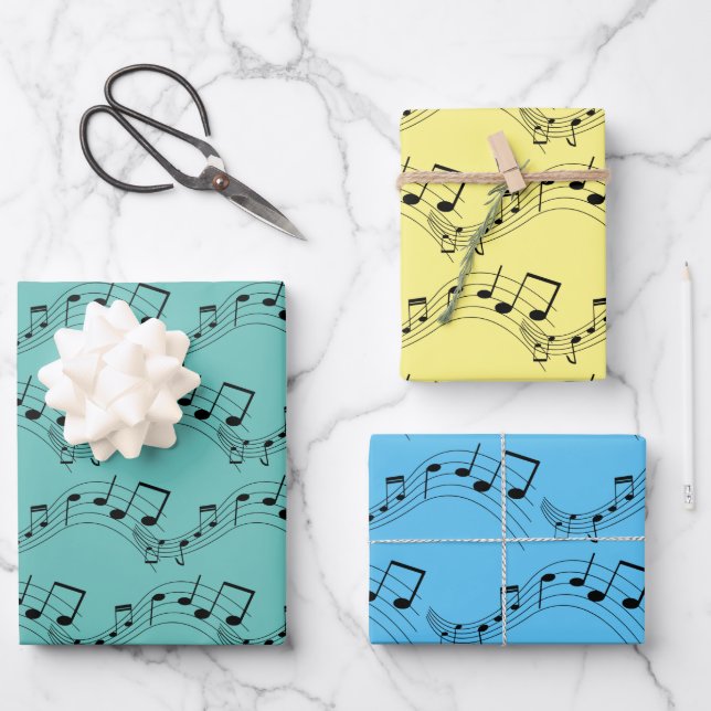  Musical Notes Design Wrapping Paper Sheets (Front)
