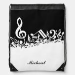 Musical Notes Drawstring Backpack With Custom Name at Zazzle