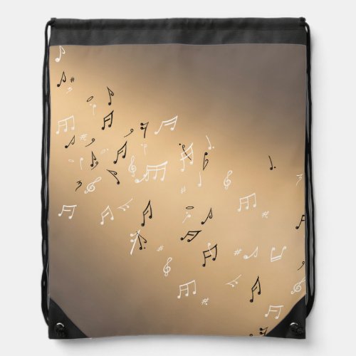 Musical Notes  Golden Moon  Drawstring Bag