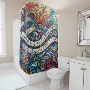 Musical Notes Graffiti Shower Curtain