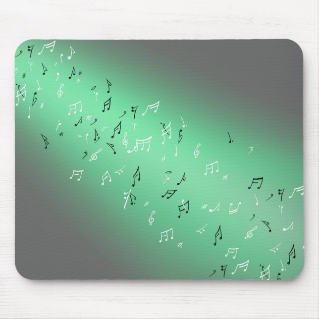 Musical Notes Green Light Mouse Mat (Front)