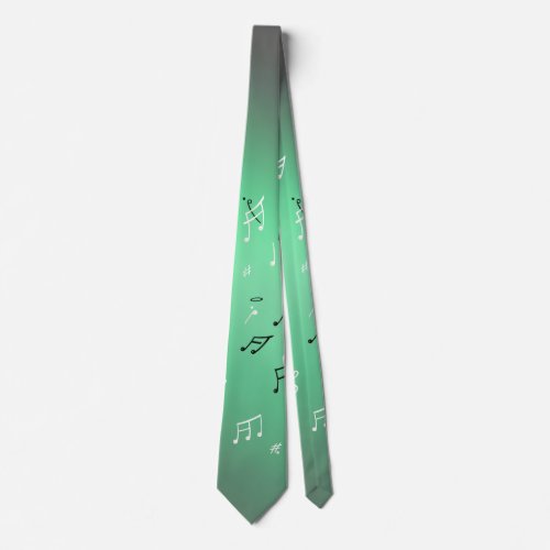 Musical Notes Green Light   Neck Tie