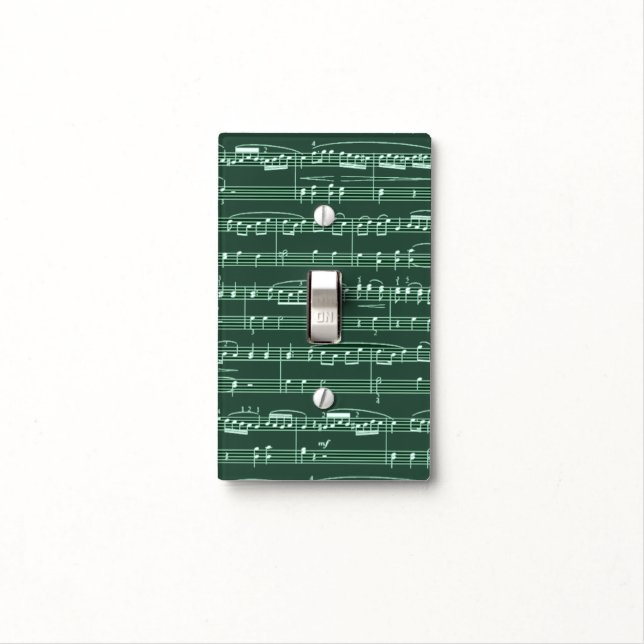 Musical Notes Green Light Switch Cover (In Situ)