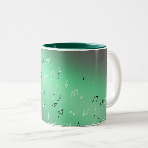 Musical Notes Green Moon Two_Tone Coffee Mug