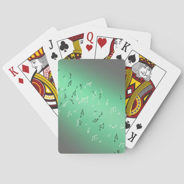 Musical Notes Green  Moonlight Playing Cards (Back)