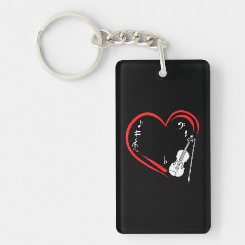Musical Notes Heart For Violin Lovers MP Keychain