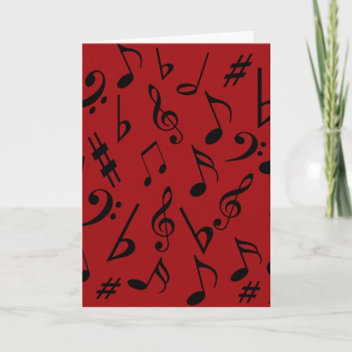 Musical Notes Holiday Card _ Red