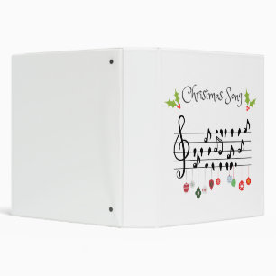 Musical Notes Holly Christmas Song 3 Ring Binder