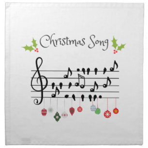 Musical Notes Holly Christmas Song Cloth Napkin
