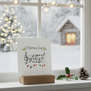 Musical Notes Holly Christmas Song Invitation