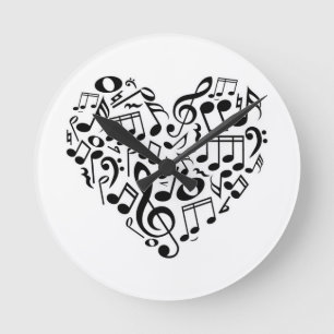"MUSICAL NOTES" IN A HEART CLOCK