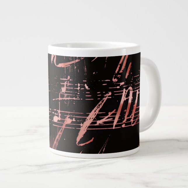 Musical Notes In Rose Gold Jumbo Ceramic Latte Mug (Front Right)