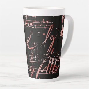 Musical Notes In Rose Gold Large Latte Mug