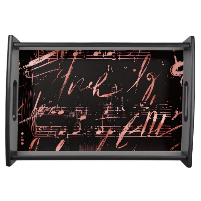 Musical Notes In Rose Gold Small Serving Tray (Front)