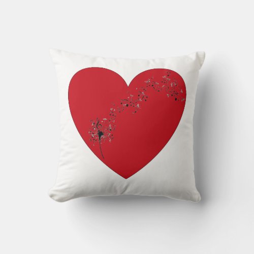 Musical notes in the heart Throw Pillow