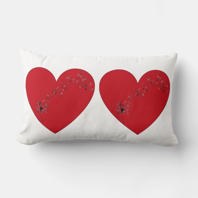 Musical notes in the heart, Throw Pillow (Front)
