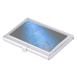 Musical Notes in the Moonlight Blue Business Card Case