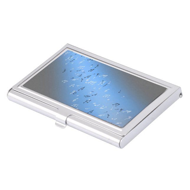 Musical Notes in the Moonlight Blue Business Card Case (Front)